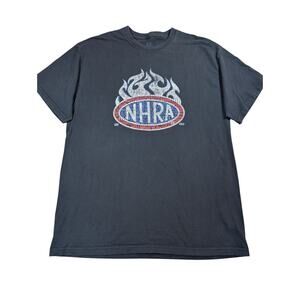 Vintage Championship Drag Racing NHRA Flames Black T-Shirt Mens XL